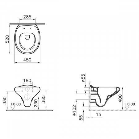Vas WC suspendat rimless 52cm | 4518B403-0075 [1]