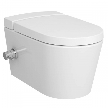 Vase de toaleta - Vas WC suspendat rimless cu functie bideu, cu robinet incastrat apa calda / rece pe dreapta, cu rezervor VitrA fresh cleaner | 5176B003-7212
