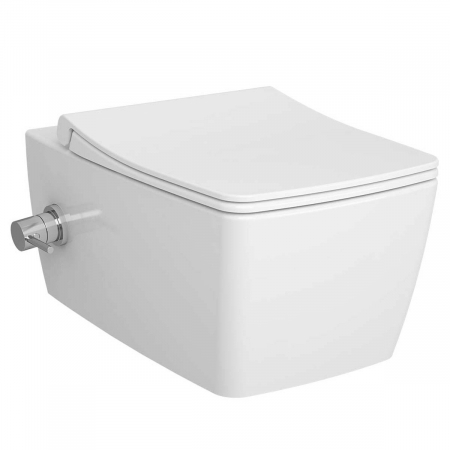 Vase de toaleta - Vas WC suspendat rimless cu functie bideu, cu robinet incastrat apa calda / rece pe stanga | 7672B003-7211