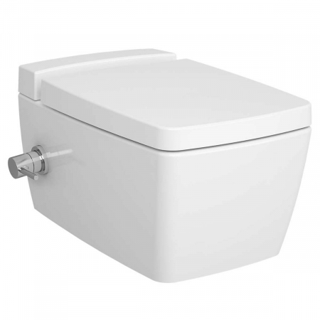 Vase de toaleta - Vas WC suspendat rimless cu functie bideu, cu robinet incastrat apa calda / rece pe stanga, cu rezervor VitrA fresh cleaner | 7672B003-7212