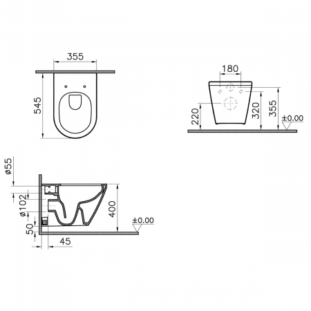 Vas WC suspendat rimless fixare ascunsa 52cm | 7041B003-0075 [1]