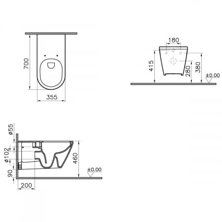 Vas WC suspendat rimless fixare ascunsa, 70cm | 7098B003-0075 [1]