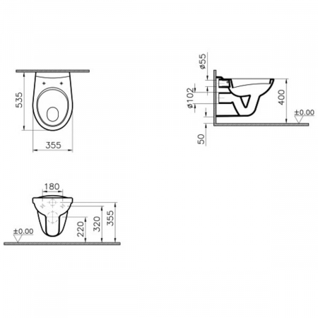 Vase de toaleta - Vas WC suspendat wash - out 52cm | 5091L003-0075