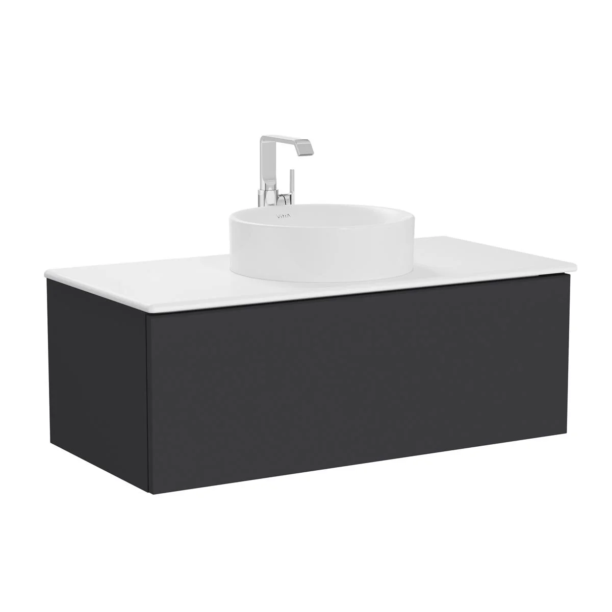 Mobilier de baie - Unitate de baza lavoar baie 100cm, cu 1 drawer, cu lavoar tip bol blat ceramica baie | 67230