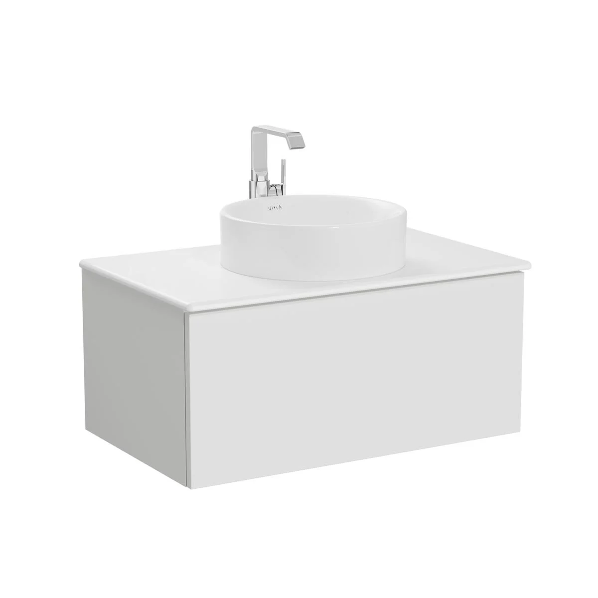 Mobilier de baie - Unitate de baza lavoar baie 80cm, cu 1 drawer, cu lavoar tip bol blat ceramica baie | 67216