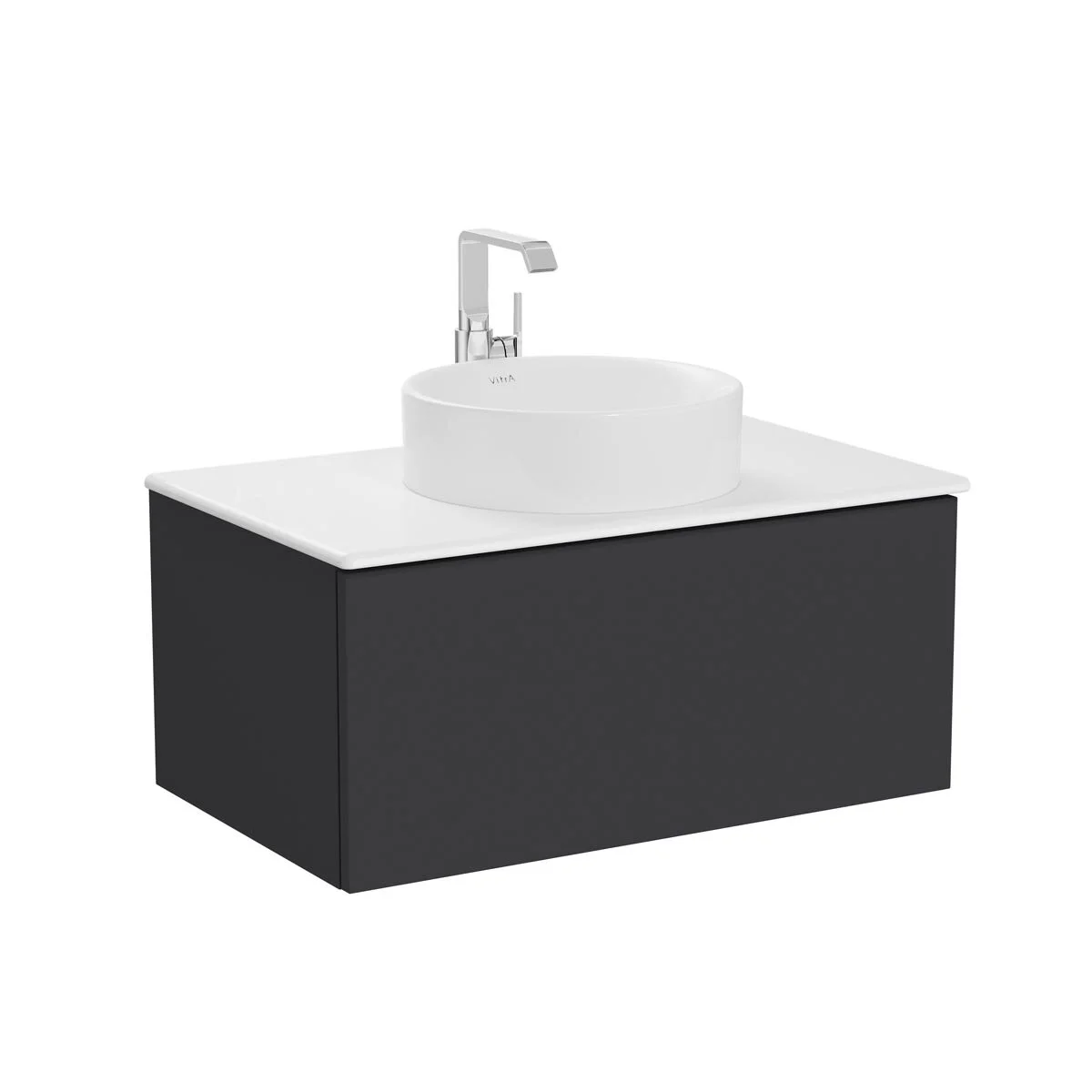 Mobilier de baie - Unitate de baza lavoar baie 80cm, cu 1 drawer, cu lavoar tip bol blat ceramica baie | 67229