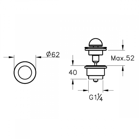 Ventil scurgere negru lucios cu dop fix | A4516939 [1]
