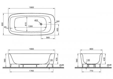 Water jewels 190x90, crom waste + leg + wood | 53500097000 [1]