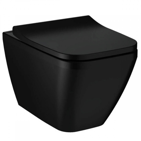 Vase de toaleta - Vas WC suspendat rimless 54cm, fixare ascunsa, negru mat | 7082B083-0075