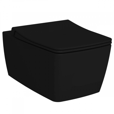 Vase de toaleta - WC suspendat rimless, 56cm, negru mat | 7672B083-0101