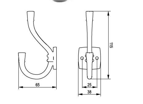 REJS Agatatoare cuier ARGO 115x38 mm, argintiu antichizat [2]