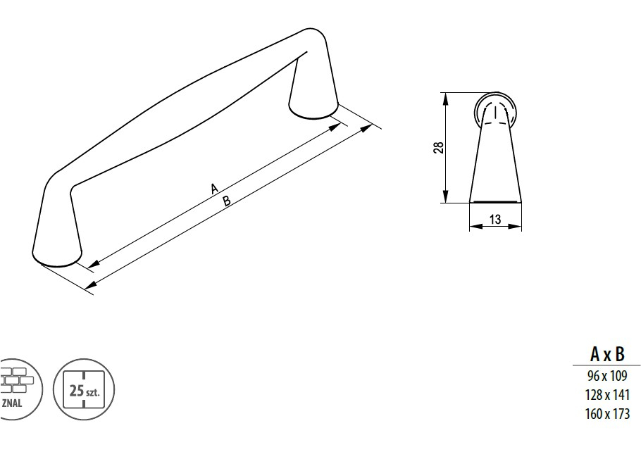 REJS Maner mobila LINEA 160 mm, negru mat [2]