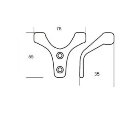 Agatatoare cuier 1012 78x55 mm, 2 agatatori, aluminiu [2]