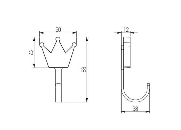 Agatatoare cuier copii CROWN 42x88 mm, roz [2]
