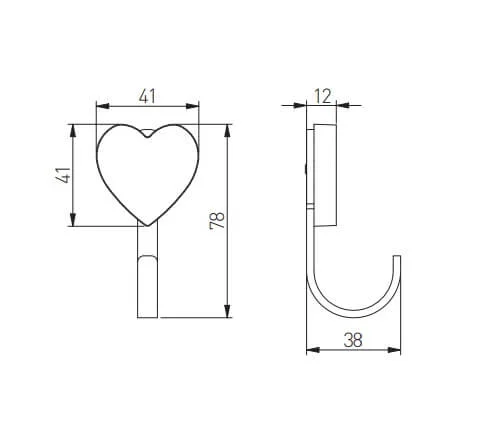 Agatatoare cuier copii HEART 41x78 mm, roz [2]