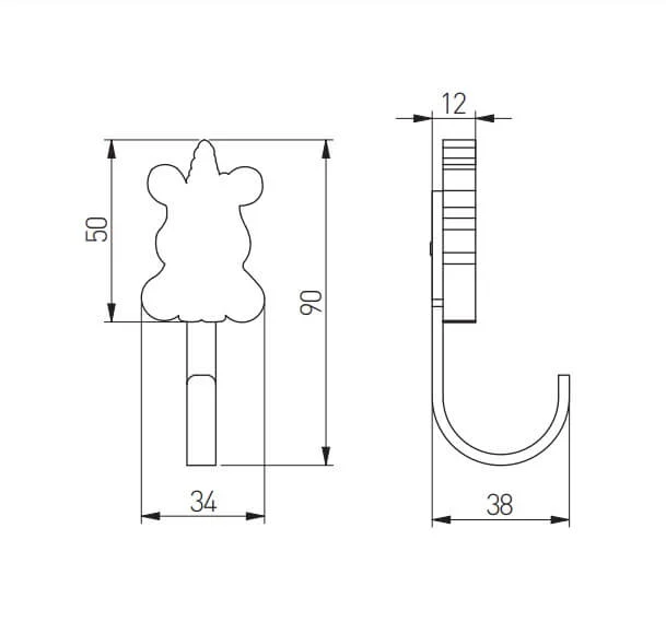 Agatatoare cuier copii UNICORN 34x90 mm, roz [2]