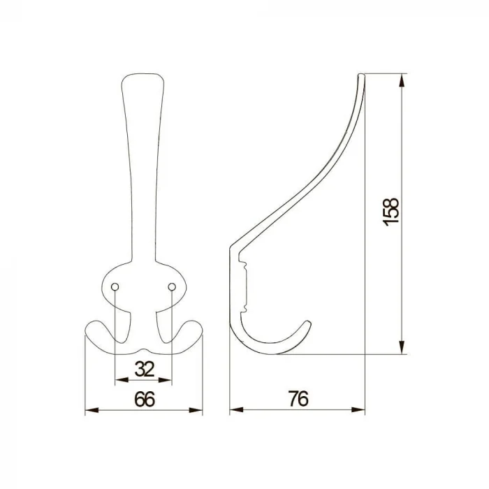 Agatatoare cuier CORUNA D 158x66 mm, 3 agatatori, argintiu antichizat [2]