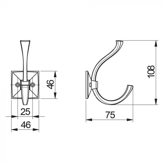 Agatatoare cuier MADRYT 108x46 mm, 2 agatatori, cupru [2]