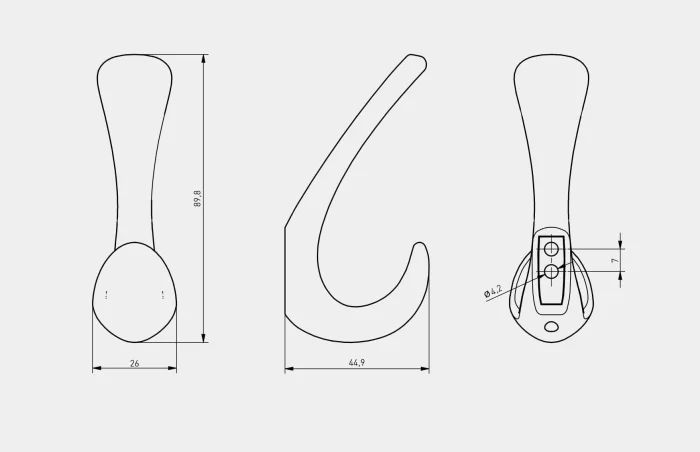 Agatatoare cuier ORA 90x26 mm, 2 agatatori, negru mat [2]