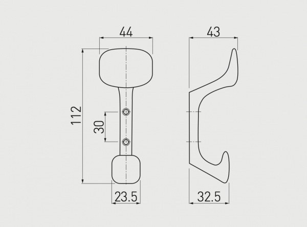 Agatatoare cuier TOLEDO C0 44x112 mm, 2 agatatori, negru mat [2]