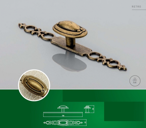 Buton mobila cu sild WP1146, alama antichizata [2]