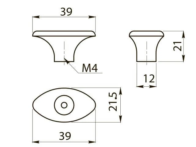 Buton mobila GZ-1148 39x21 mm, alama antichizata [2]