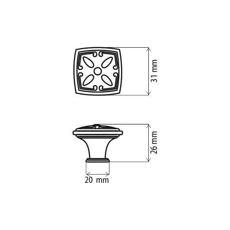 Buton mobila KR52 31x26 mm, alama antichizata [2]