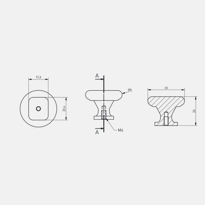 Buton mobila LORENA 33x26 mm, antracit [2]