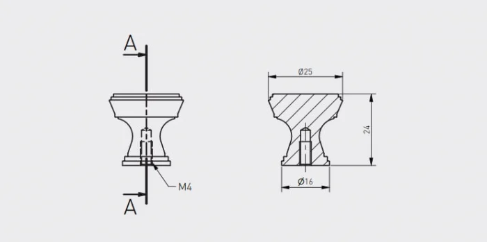 Buton mobila SONET 25x24 mm, argintiu antichizat [2]