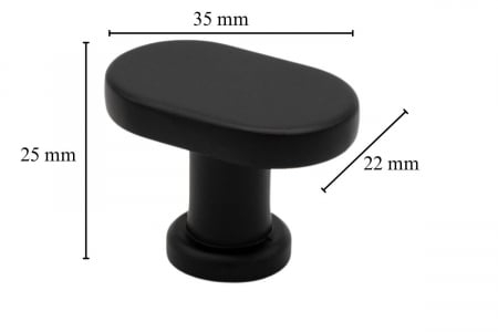 Buton mobila TOWER 35x25 mm, negru mat [2]