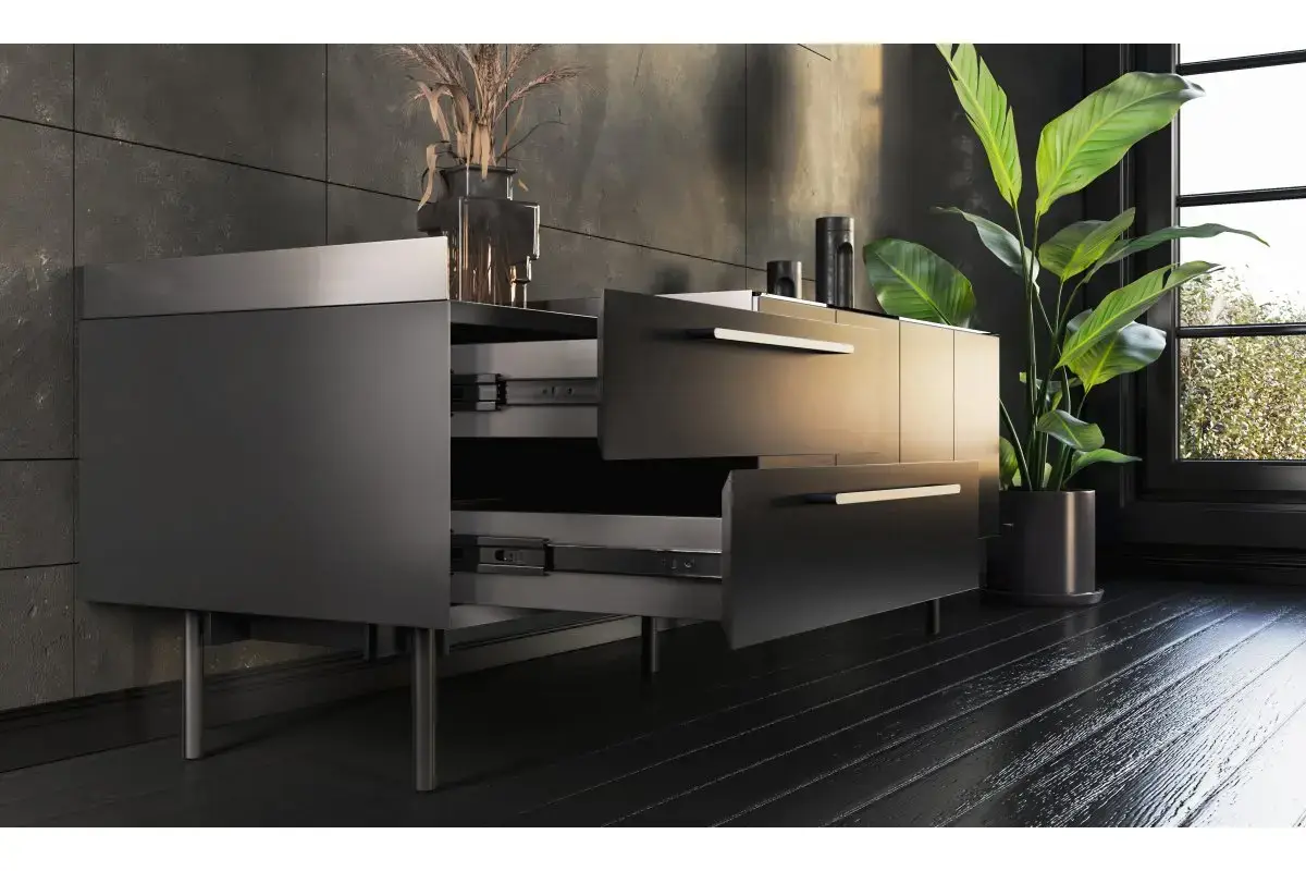 Glisiera bile 350 mm Versalite Plus+, soft-close, extragere totala, 40 kg, negru mat [3]