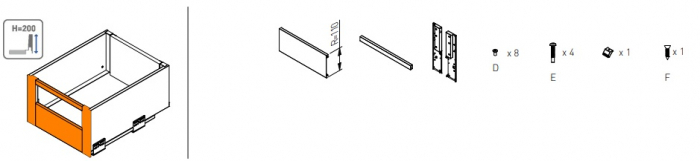 Kit sertar interior AxisPro H200 mm, alb -20% [5]