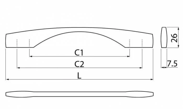 Maner mobila ANCONA 256 mm, cromat [2]