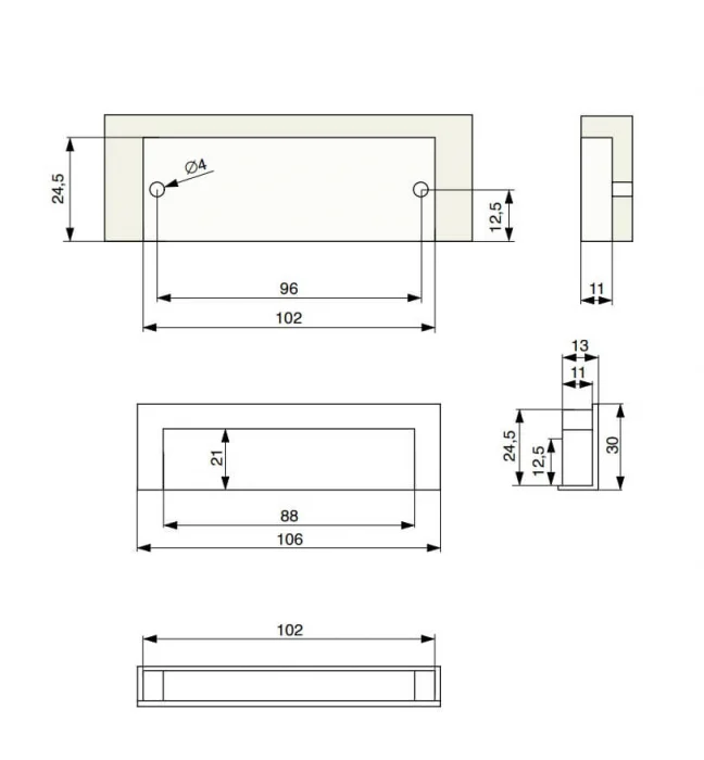 Maner mobila incastrat XZ02 96 mm, alb mat [2]