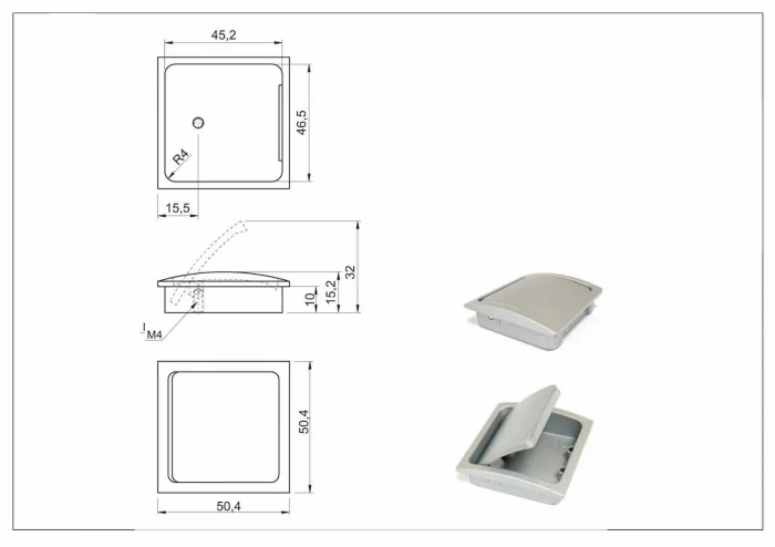 Maner mobila ingropat S50 50x50 mm, satinat [2]