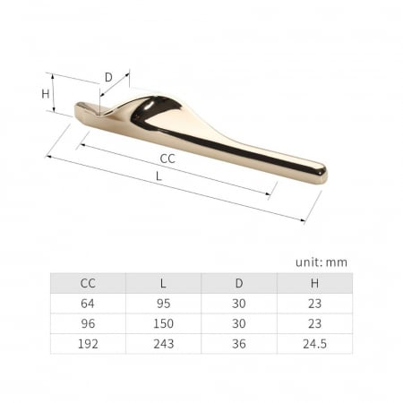 Maner mobila SILHOUETTE 192 mm, shiny gold [5]