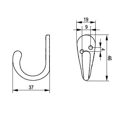 REJS Agatatoare cuier SORIA S , 46x18 mm negru mat [3]