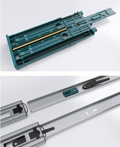 REJS- Glisiera cu  bile L 450 mm H 45 mm SOLIDE SLIDE , amortizare si, extragere totala, 35 kg [4]