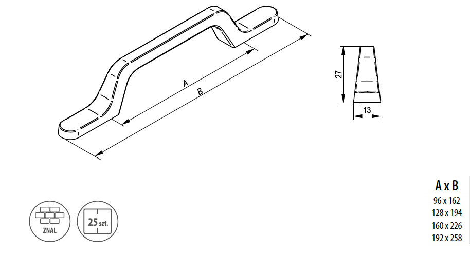 REJS Maner mobila ASTER 160 mm, negru mat [2]