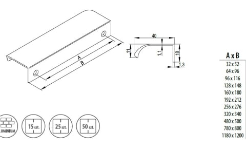 REJS - Maner mobila  LENTIS 1200 mm,  negru mat [5]