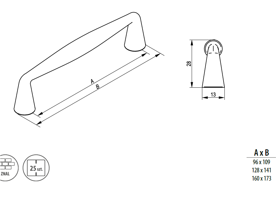 REJS Maner mobila LINEA 160 mm,cromat [2]