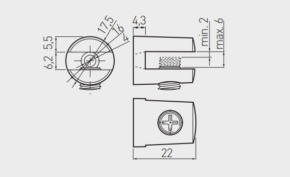 Suport raft (polita) sticla K135, 2-6 mm, cromat [2]