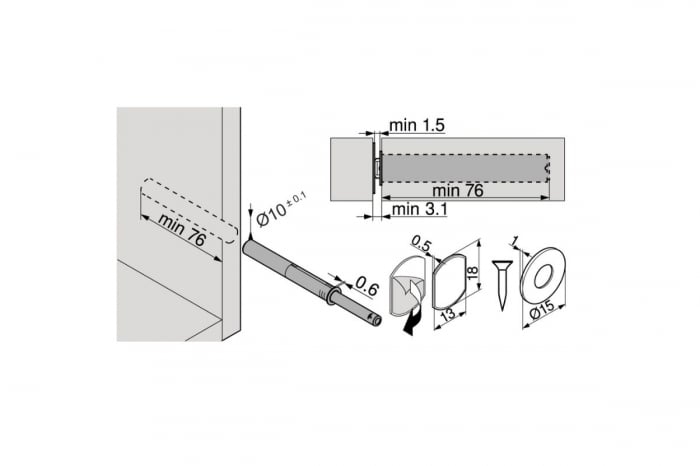 TIP-ON incastrat usa mobila, lung, magnet, alb [2]
