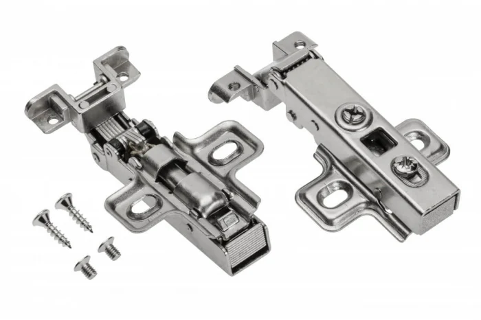 FERONERIE MOBILIER - Balama aplicata cu amortizare pentru profil (rama) aluminiu, placuta de montaj inclusa