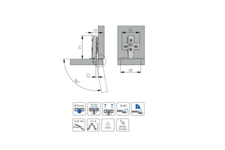 Balama aplicata FCHC soft-close, Clip-On, placuta in cruce inclusa [2]