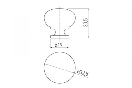 Buton mobila BERGAMO 32x30 mm, crom [2]