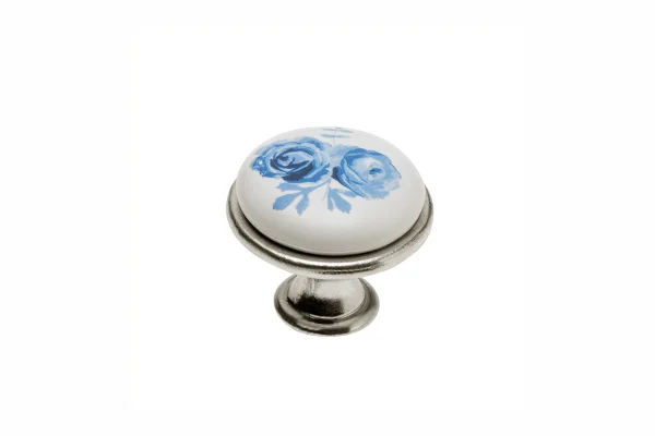 Butoni - Buton mobila Blue Rose argintiu