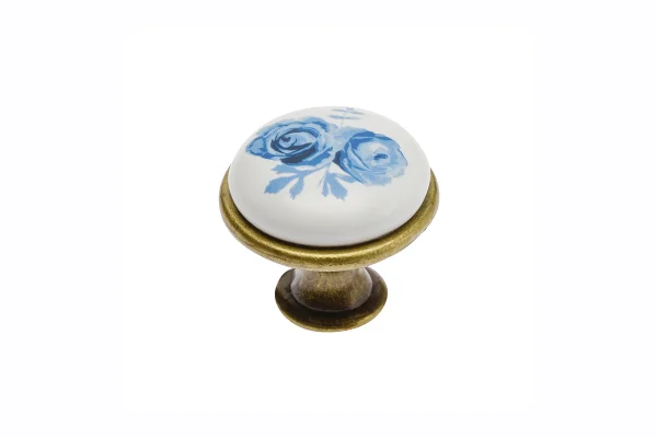 Butoni - Buton mobila Blue Rose auriu