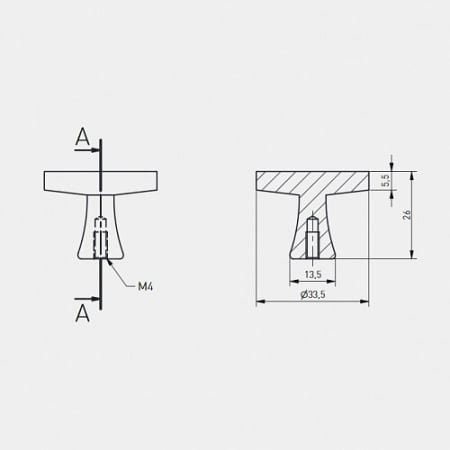 Buton mobila DUNE 33x26 mm, inox [2]