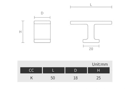 Buton mobila FLAT 50x25 mm, brushed gold [4]